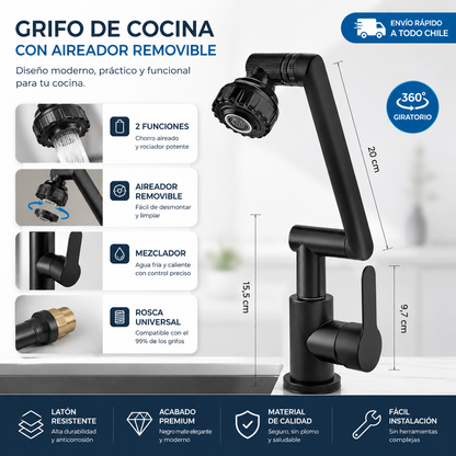 Llave monomando 180° de cocina
